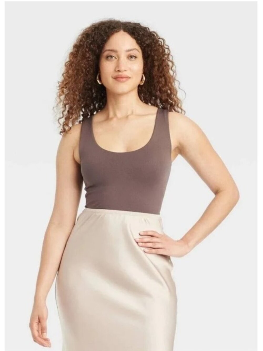 NWT Women's Medium Slim Fit Seamless Tank Top - a New Day Brown M